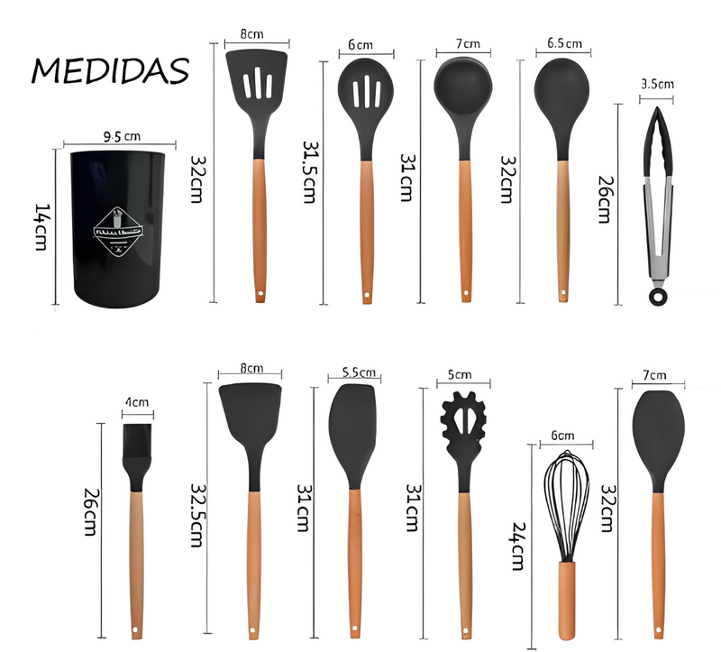 Juego Utensilios Cocina en Silicona 12 piezas