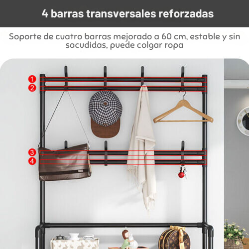 Perchero y Zapatero Organizador Rack Multifuncional